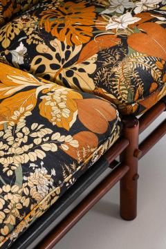 Arne Norell Scandinavian Modern Sofa in Beech Brass Fabric Leather by Arne Norell 1960s - 4758994