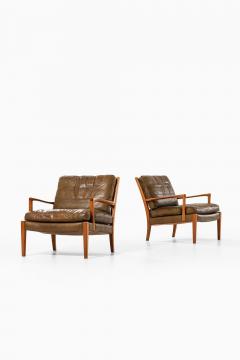 Arne Norell Set of 2 Easy Chairs in Leather and Walnut by Arne Norell 1960s - 4508621