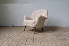 Arne Norell Swedish Mid Century Lounge Chair Divina Shearling Sheepskin Arne Norell 1950s - 2600583