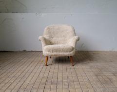 Arne Norell Swedish Mid Century Lounge Chair Divina Shearling Sheepskin Arne Norell 1950s - 2600584