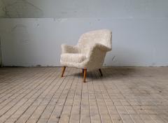 Arne Norell Swedish Mid Century Lounge Chair Divina Shearling Sheepskin Arne Norell 1950s - 2600585