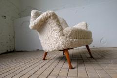 Arne Norell Swedish Mid Century Lounge Chair Divina Shearling Sheepskin Arne Norell 1950s - 2600588