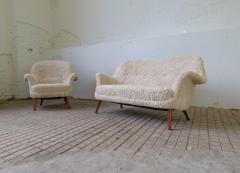 Arne Norell Swedish Mid Century Lounge Chair Divina Shearling Sheepskin Arne Norell 1950s - 2600590