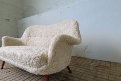 Arne Norell Swedish Mid Century Sofa Divina in Shearling Sheepskin Arne Norell 1950s - 2600502