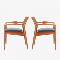 Arne Vodder Arne Vodder Model 51A Armchairs in Beech Leather for Sibast Pair - 1367020