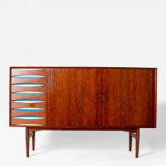 Arne Vodder Arne Vodder Rosewood Credenza with Blue White Drawers Denmark 1960 - 4508108