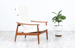 Arne Vodder Arne Vodder Sculpted Teak Boucle Reclining Lounge Chair for Sibast M bler - 2481149
