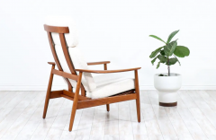 Arne Vodder Arne Vodder Sculpted Teak Boucle Reclining Lounge Chair for Sibast M bler - 2481158