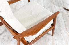 Arne Vodder Arne Vodder Sculpted Teak Boucle Reclining Lounge Chair for Sibast M bler - 2481165