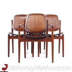 Arne Vodder Arne Vodder for Charles France Eric Daverkosen Teak and Cane Dining Chairs - 3683975