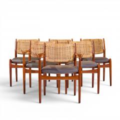 Arne Vodder Arne Vodder for Sibast Model 51 Danish Teak and Cane Dining Chairs Set of 6 - 4580308