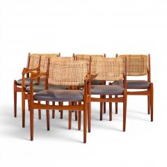 Arne Vodder Arne Vodder for Sibast Model 51 Danish Teak and Cane Dining Chairs Set of 6 - 4580309