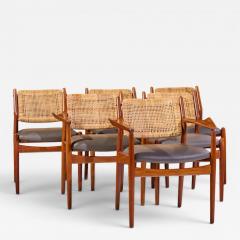 Arne Vodder Arne Vodder for Sibast Model 51 Danish Teak and Cane Dining Chairs Set of 6 - 4582009