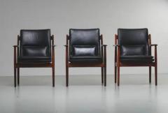 Arne Vodder Arne Vodder set of 3 Armchairs in Rosewood and Leather mod 431 Denmark 1960s - 3796751