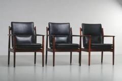 Arne Vodder Arne Vodder set of 3 Armchairs in Rosewood and Leather mod 431 Denmark 1960s - 3796754