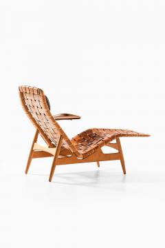 Arne Vodder Danish Modern Lounge Chair in Beech Leather Teak by Arne Vodder 1950s - 4744326