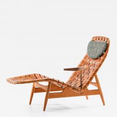 Arne Vodder Danish Modern Lounge Chair in Beech Leather Teak by Arne Vodder 1950s - 4746258