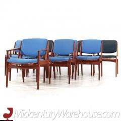 Arne Vodder Mid Century Teak Side and Captains Dining Chairs Set of 12 - 3358965