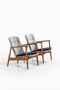 Arne Vodder Pair of Arne Vodder Easy Chairs in Wool Oak Teak by Bovirke 1952 - 4663748