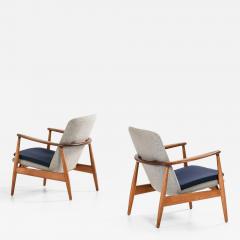 Arne Vodder Pair of Arne Vodder Easy Chairs in Wool Oak Teak by Bovirke 1952 - 4680862