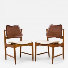 Arne Vodder Pair of Arne Vodder Mid Century Danish Caned Swivel Back Dining Side Chairs - 4708579