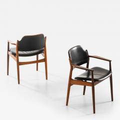 Arne Vodder Pair of Scandinavian Armchairs in Leather Rosewood by Arne Vodder 1960s - 4699517