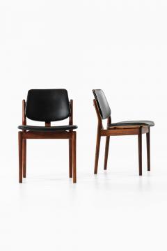 Arne Vodder Rare Set of 6 Dining Chairs in Leather and Rosewood by Arne Vodder 1960s - 4557607