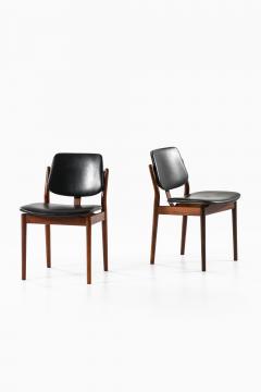 Arne Vodder Rare Set of 6 Dining Chairs in Leather and Rosewood by Arne Vodder 1960s - 4557608