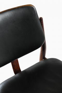 Arne Vodder Rare Set of 6 Dining Chairs in Leather and Rosewood by Arne Vodder 1960s - 4557610