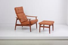 Arne Vodder Reclining Lounge Chair FD 164 with Ottoman by Arne Vodder Denmark 1960s - 1189994