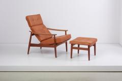 Arne Vodder Reclining Lounge Chair FD 164 with Ottoman by Arne Vodder Denmark 1960s - 1189998