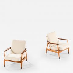 Arne Vodder Set of 2 Easy Chairs in Beech and Fabric by Arne Vodder 1950s - 4532639