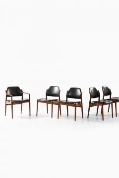 Arne Vodder Set of 6 Scandinavian Modern Dining Chairs in Leather by Arne Vodder 1960s - 4699452