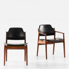 Arne Vodder Set of 6 Scandinavian Modern Dining Chairs in Leather by Arne Vodder 1960s - 4700087