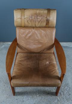 Arne Wahl Iversen Arne Wahl Iversen Teak Leather Armchair Late 1960s Denmark - 2276487