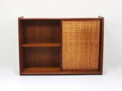 Arne Wahl Iversen Arne Wahl Iversen Wall Mirror Shelf Cabinet Teak Cane for Brenderup Denmark - 4066936