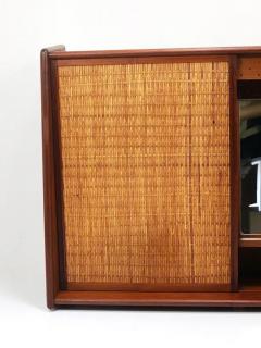 Arne Wahl Iversen Arne Wahl Iversen Wall Mirror Shelf Cabinet Teak Cane for Brenderup Denmark - 4066942