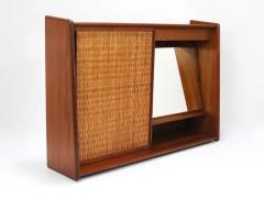 Arne Wahl Iversen Arne Wahl Iversen Wall Mirror Shelf Cabinet Teak Cane for Brenderup Denmark - 4066954