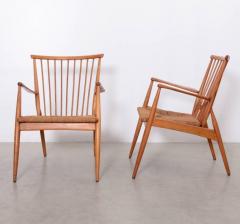 Arno Lambrecht Pair of German Studio Lounge Chairs in Ash and Papercord - 526737