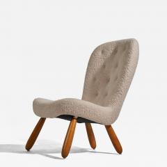 Arnold Madsen Attribution Lounge Chair with Sheepskin and Beech Denmark 1950s - 4770661