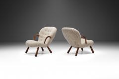 Arnold Madsen Clam Chairs in Sheepskin by Arnold Madsen for Madsen Schubell Denmark 1944 - 3447853