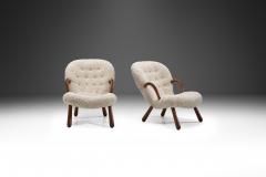 Arnold Madsen Clam Chairs in Sheepskin by Arnold Madsen for Madsen Schubell Denmark 1944 - 3447855