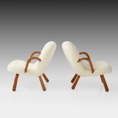 Arnold Madsen Rare Pair of Clam Chairs in Ivory Boucl by Arnold Madsen - 3035181