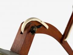 Aro Leuchten Teak Brass Fabric Scissor Wall Light Germany 1960s - 4356572