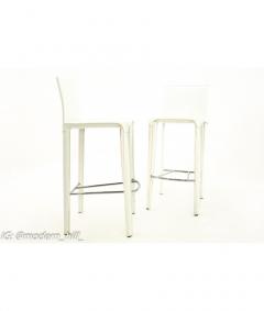 Arper Arper Mid Century White Leather Stools Pair - 1823266