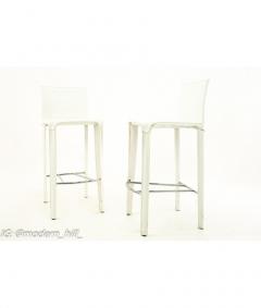 Arper Arper Mid Century White Leather Stools Pair - 1823267