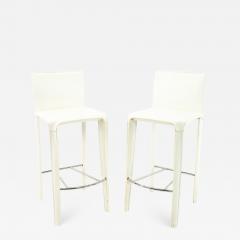 Arper Arper Mid Century White Leather Stools Pair - 1825642