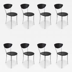 Arper Set of 8 Arper Leather and Aluminum Dining Chairs Italy - 3505207