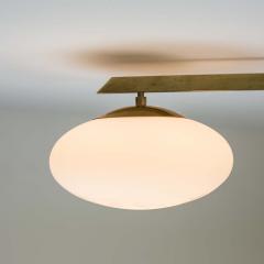 Arredoluce style Asymmetric flash mount brass and glass ceiling light - 1661547