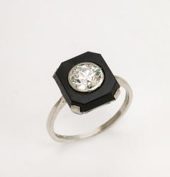 Art Deco 1 10 ct Diamond and Onyx Platinum Engagement Ring - 3535859